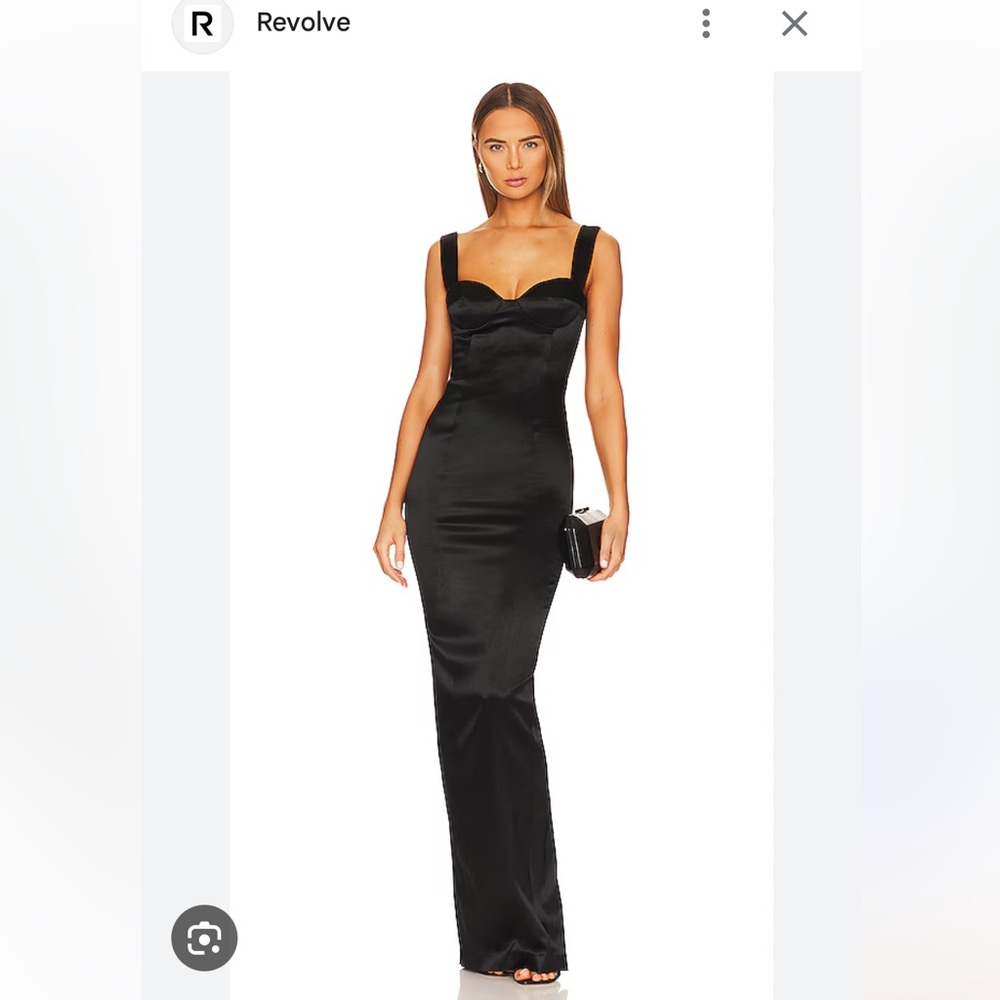 SAU LEE PAMELA DRESS Black Satin Evening Dress NWOT